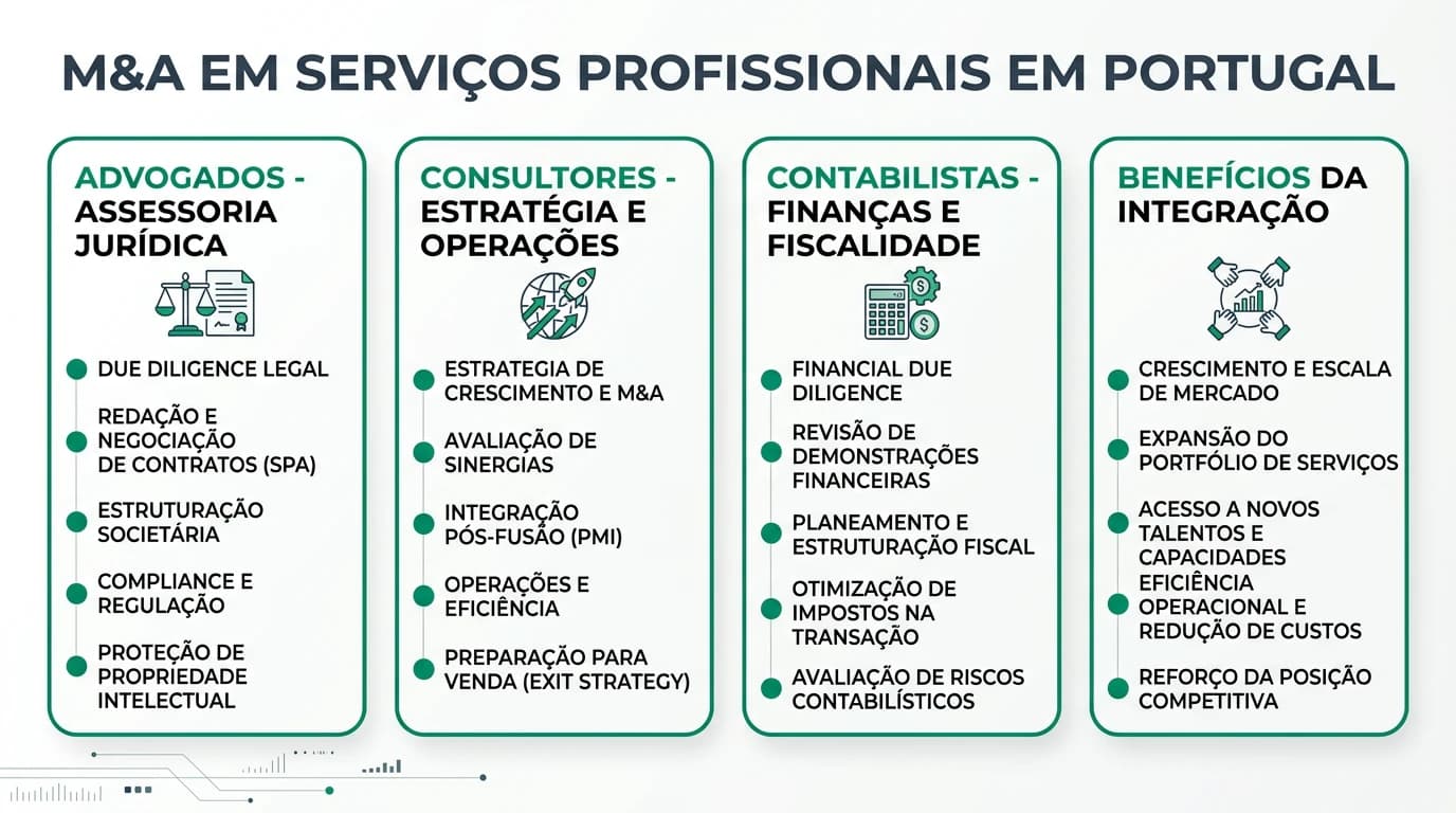 Infográfico sobre M&A em serviços profissionais.