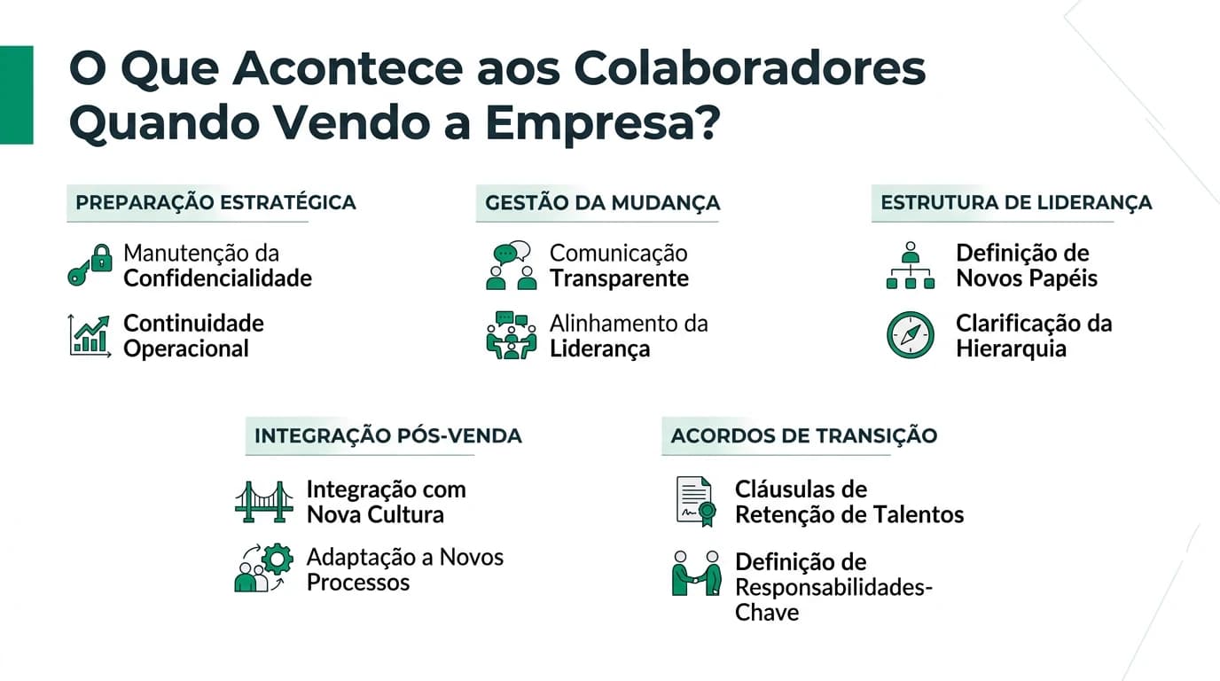 Infográfico sobre o que acontece aos colaboradores na venda de empresa.