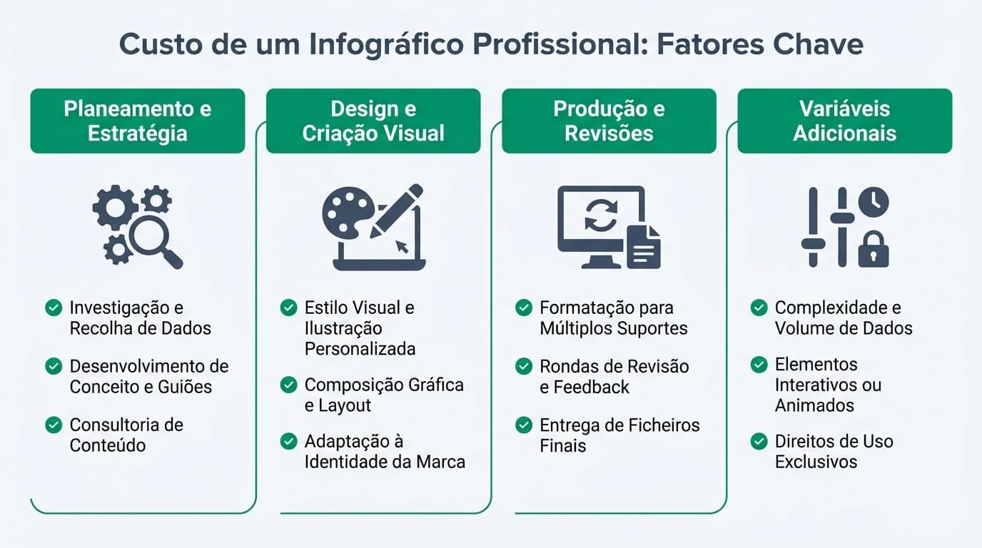 Infográfico com a decomposição dos custos de venda de empresa: comissões, honorários, impostos e despesas, com exemplos percentuais e valores líquidos.