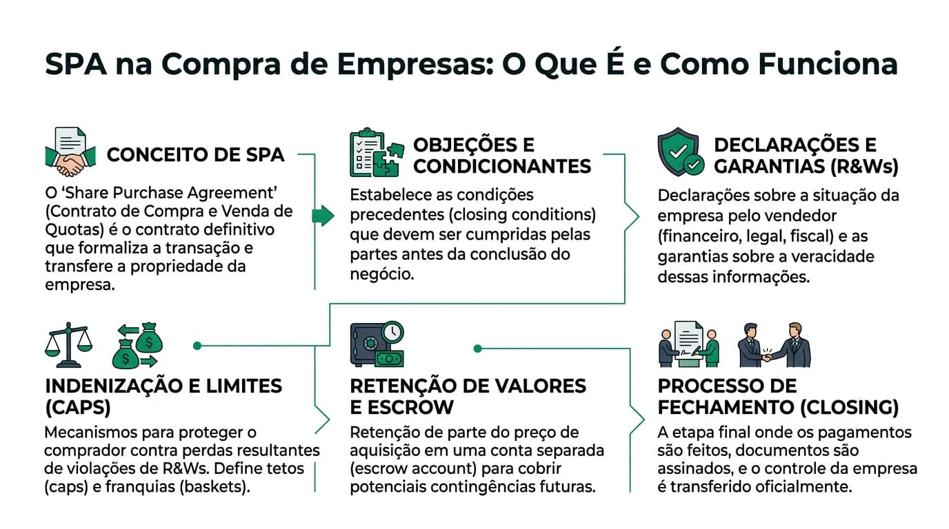 Infográfico sobre SPA na compra de empresas.