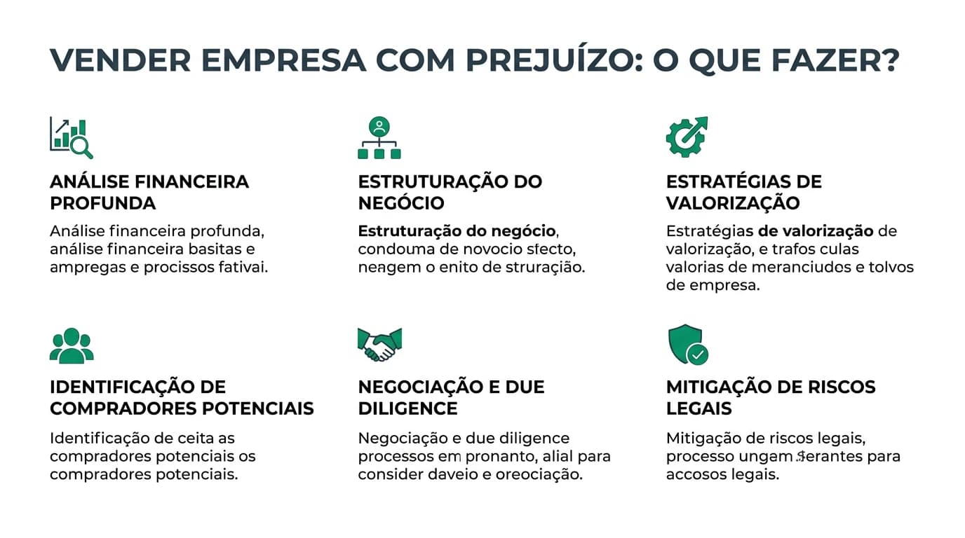 Infográfico sobre venda de empresa com prejuízo.